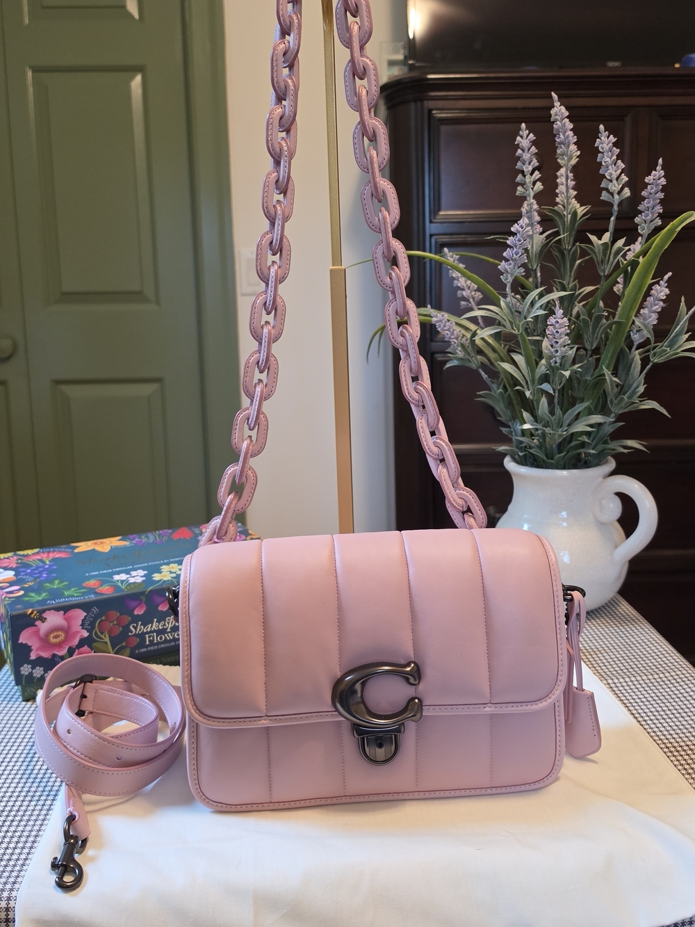 Coach Quilted Leather Shoulder Bag in Light Pink